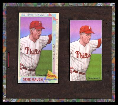 Picture, Helmar Brewing, This Great Game 1960s Card # 190, Gene Mauch, Leaning on batting cage., Philadelphia Phillies