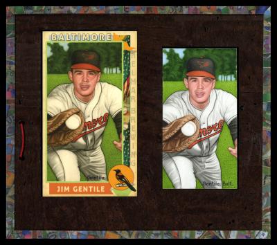 Picture, Helmar Brewing, This Great Game 1960s Card # 29, Jim Gentile, Reaching for throw, Baltimore Orioles