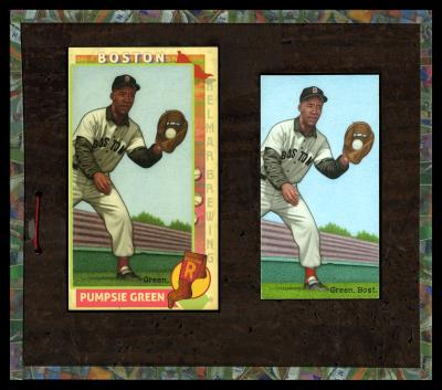 Picture, Helmar Brewing, This Great Game 1960s Card # 31, Pumpsie Green, Taking throw, Boston Red Sox