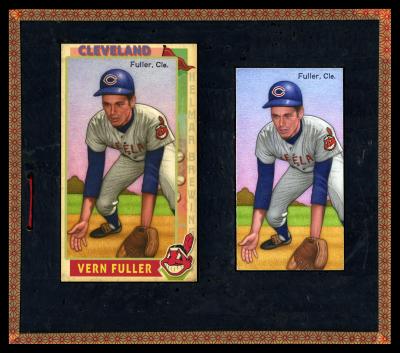 Picture, Helmar Brewing, This Great Game 1960s Card # 65, Vern Fuller, Fielding grounder, batting helmet, Cleveland Indians