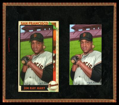Picture, Helmar Brewing, This Great Game 1960s Card # 77, Jim Ray Hart, Bat resting on right shoulder, bleachers, San Francisco Giants