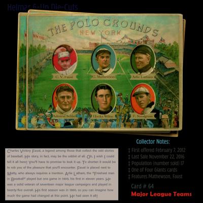 Picture, Helmar Brewing, Helmar 6 Up Die-Cut Card # 64, Charles Victory Faust; Christy MATHEWSON (HOF); Arlie Latham; George 